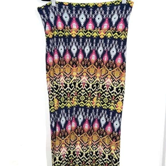 No Boundaries Womens Maxi Skirt L/G Multicolor Aztec Print Stretchy Fabric - Picture 5 of 9